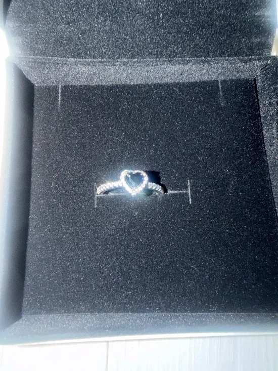 Pandora Sterling Silver Black Heart Ring in case size 7 - Picture 4 of 4